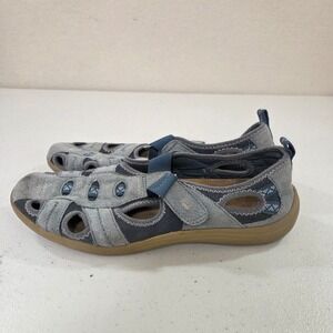 Earth Origins Blue Suede Mesh Fisherman Sandals Closed Toe Comfort Shoes Womens